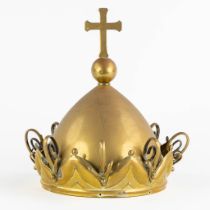 An antique crown for a religious statue. Brass, circa 1900. (H:34 x D:30 cm)