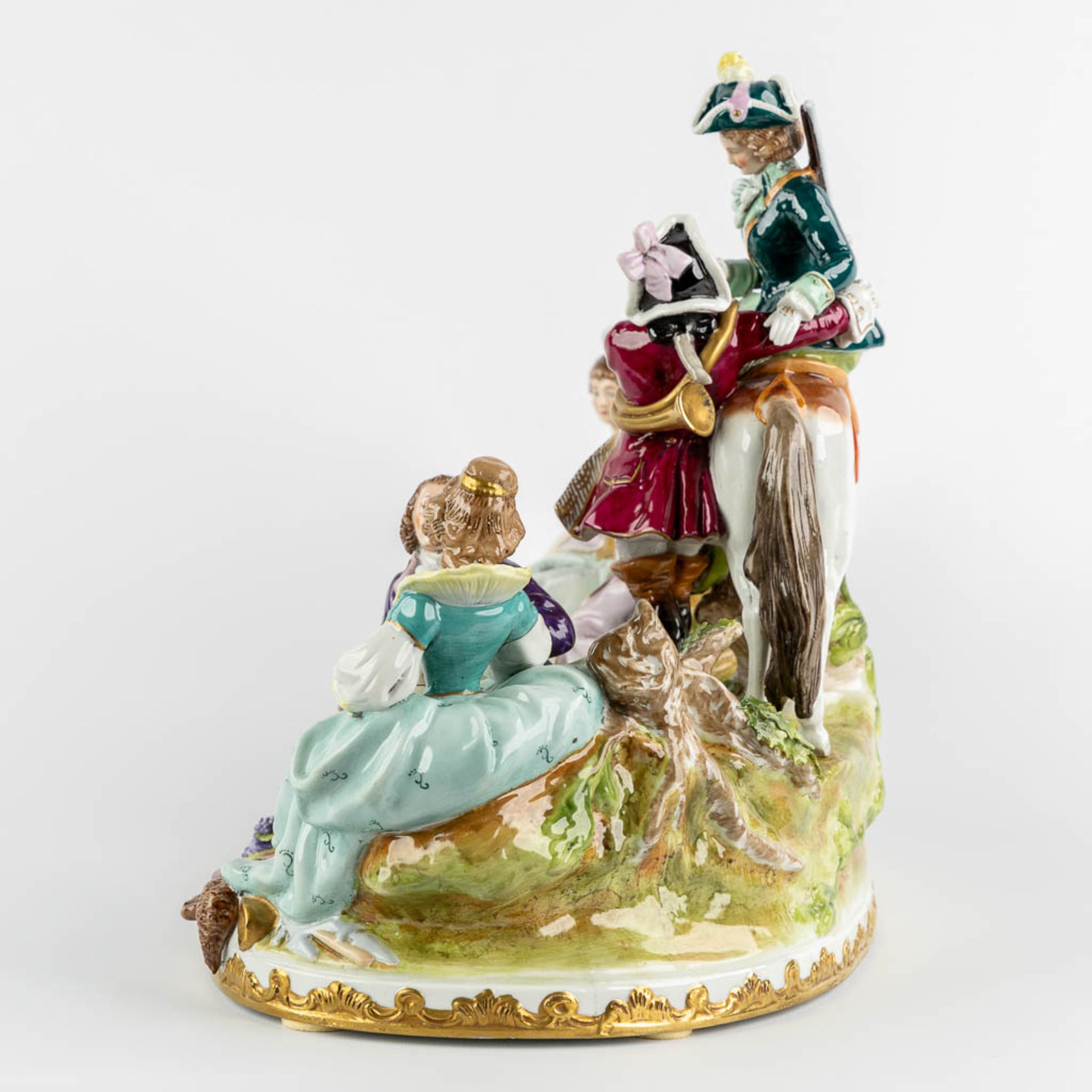 Scheibe-Alsbach, a polychrome porcelain group 'Picnic with multiple figurines'. Saxony, Germany. 20t - Image 6 of 19