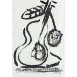 Lionel VINCHE (1936) 'Violoncelle et Cerices' indian ink on paper. (W:20 x H:29 cm)