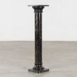 A pedestal, black marble. 20th C. (L:20,5 x W:20,5 x H:91 cm)