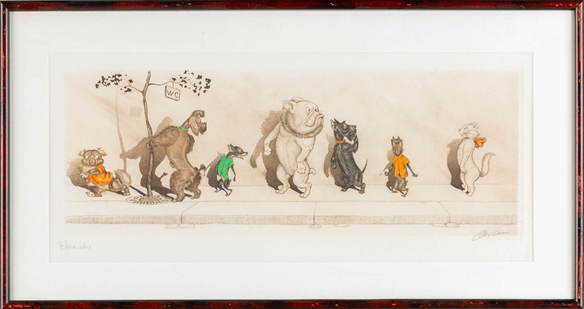 Arthur Boris KLEIN (1893-1985) 'The Dirty Dogs of Paris' a set of 6 lithographs. (W:43,5 x H:17 cm) - Image 3 of 28