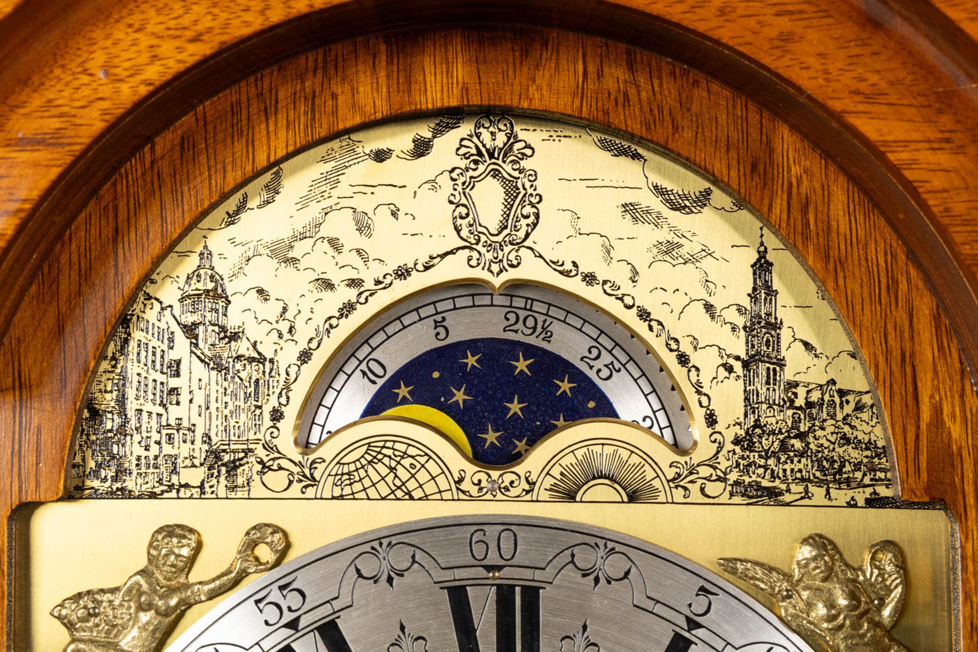 Warminck, a small and decorative grandfather clock, 20th C. (L:28 x W:48 x H:193 cm) - Image 8 of 13