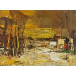 Constant LAMBRECHT (1915-1993) 'Landscape' oil on paper. (W:73 x H:53 cm)