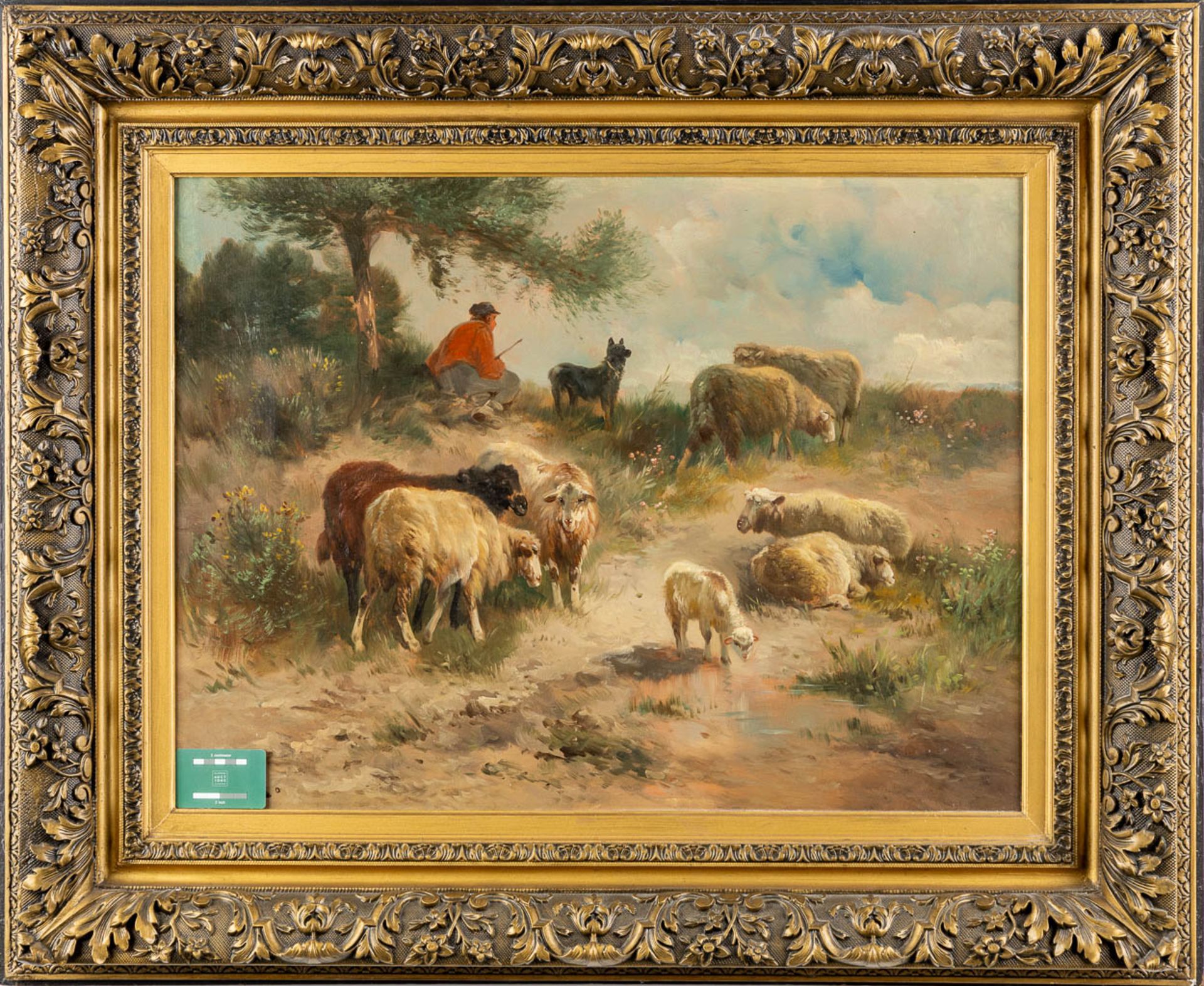 Henry SCHOUTEN (1857/64-1927) 'Sheep herder on the look' oil on canvas. (W:80 x H:60 cm) - Image 2 of 9