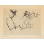 Jules DE BRUYCKER (1870-1945) 'Les Nouvelles Du Jour', an etching. 28/100. (W:26 x H:18,5 cm)