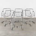 Gastone RINALDI (1920-2006)(attr.) 'Six Cantilever Chairs' chromed metal. (L:66 x W:52 x H:75 cm)