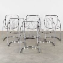 Gastone RINALDI (1920-2006)(attr.) 'Six Cantilever Chairs' chromed metal. (L:66 x W:52 x H:75 cm)