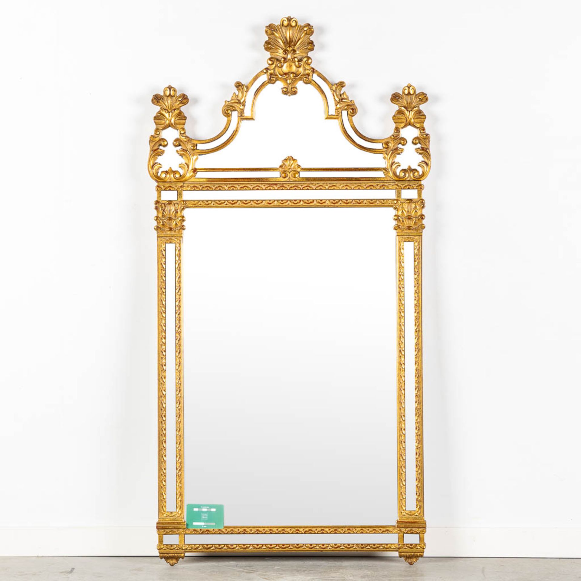 Deknudt, a gilt mirror in Louis XVI style. (W:60 x H:125 cm) - Image 2 of 8