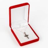 An antique pendant in the shape of a cross, silver with old-cut diamonds. Circa 1900. 2,59g. (W:1,5