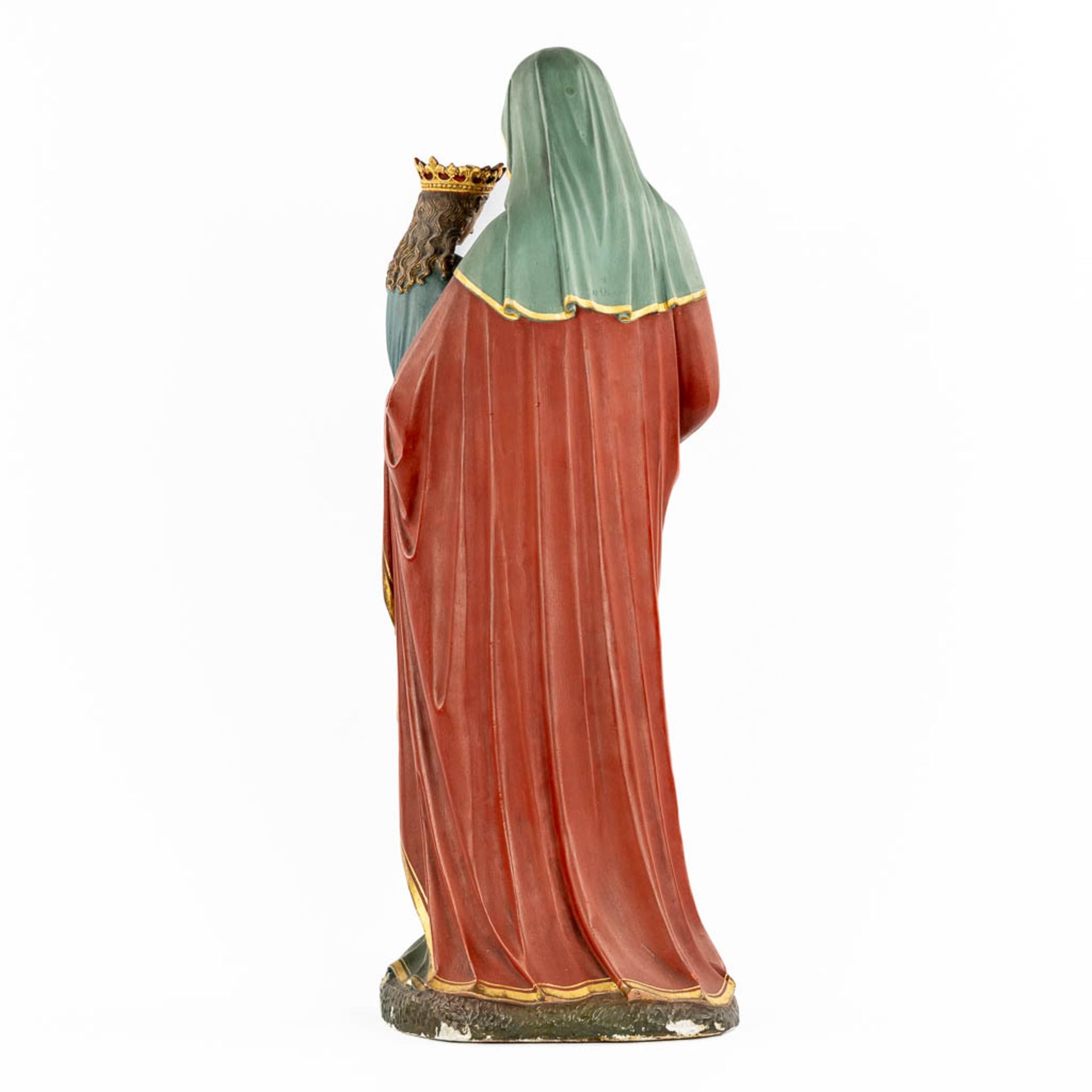 An antique figurine 'Virgin and Child with Saint Anne' patinated plaster. Circa 1900. (L:23 x W:27 x - Image 5 of 13