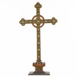 An antique reliquary crucifix with relics for the True Cross, Apostles and Saints. 19th century. (L: