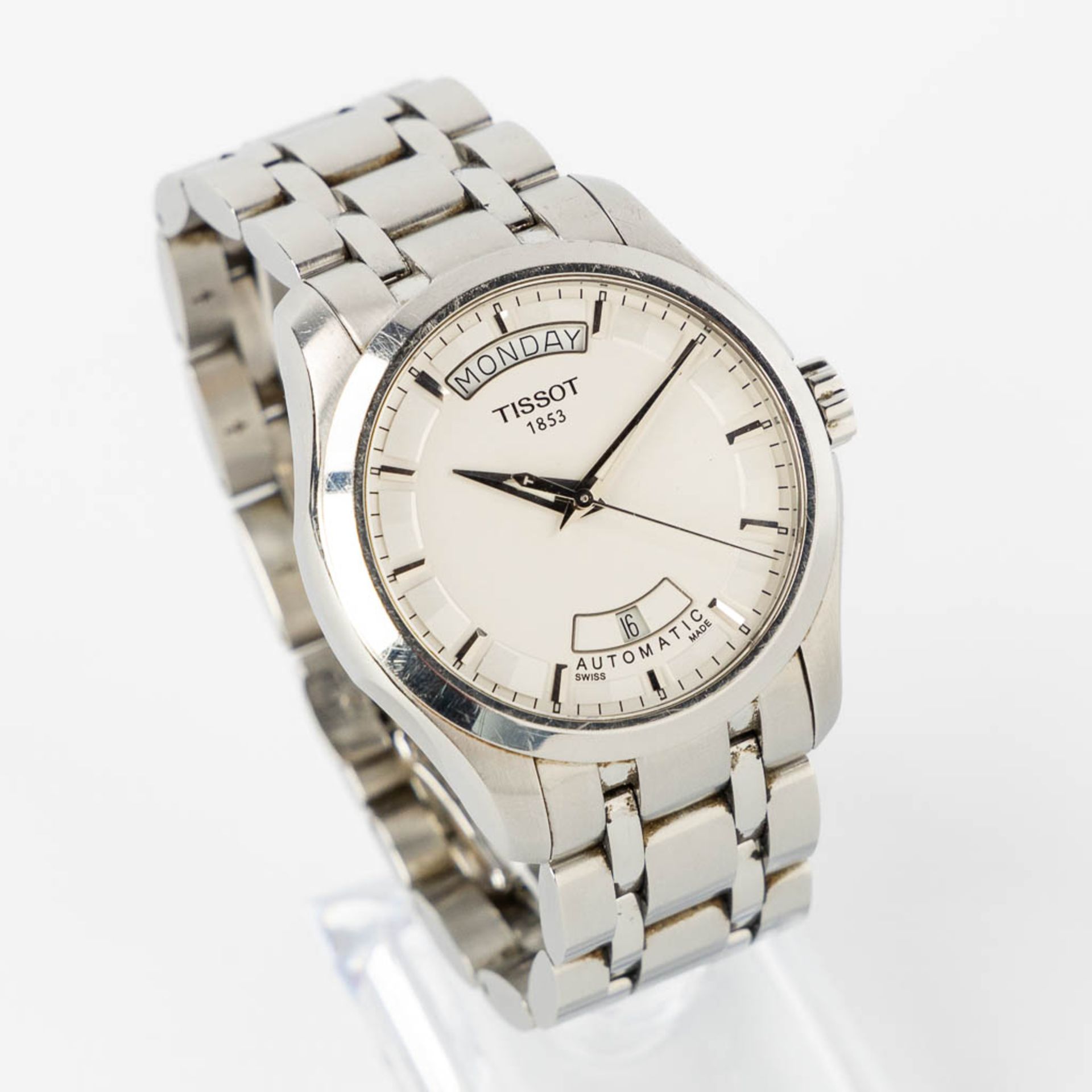 Tissot Couturier, a men's wristwatch, white dial day date with an automatic movement. Box and papers - Image 5 of 14