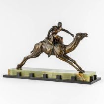 Edouard DROUOT (1859-1945)(attr.) 'The Camel Rider' patinated bronze. Circa 1925. (L:18 x W:60 x H:3