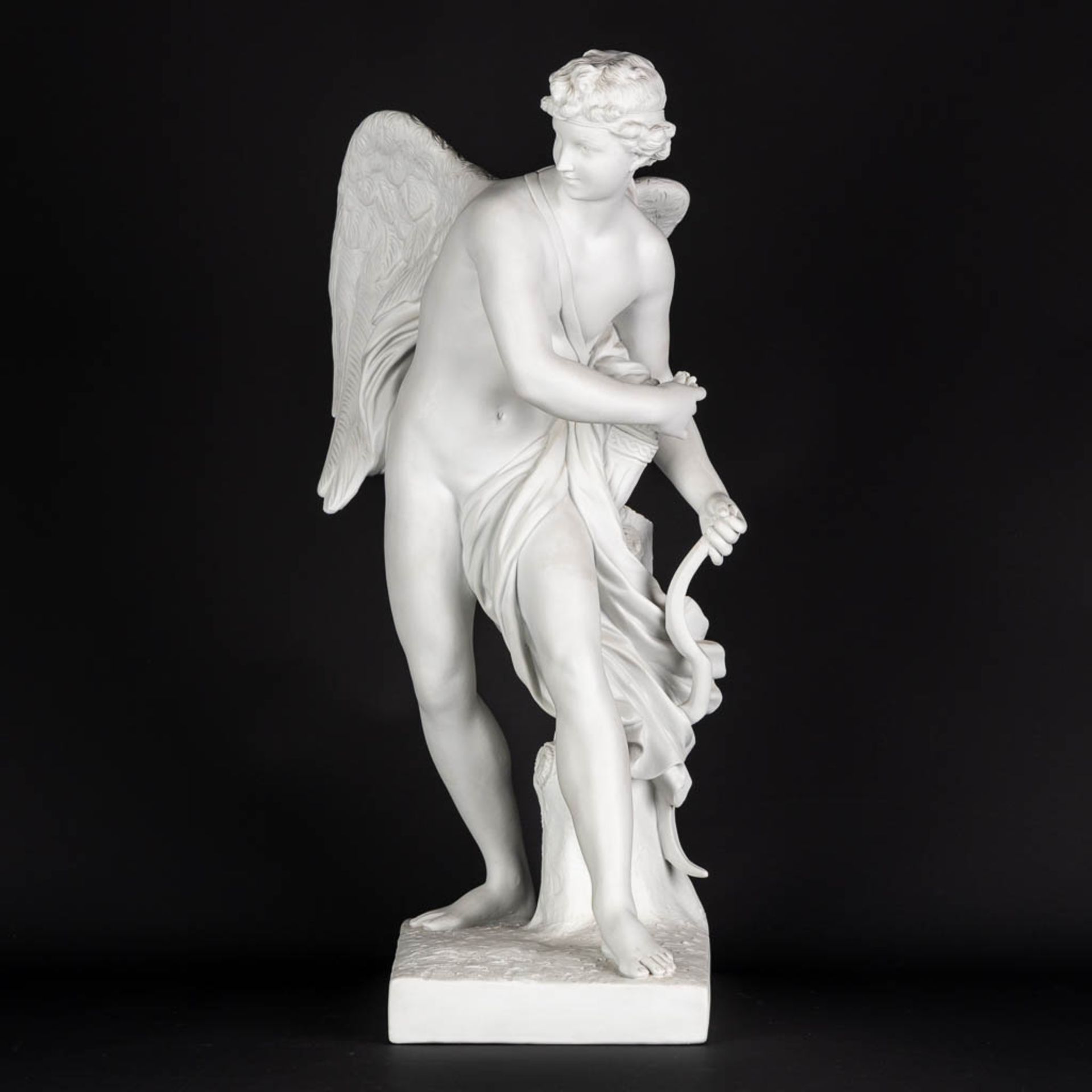 After Simon-Louis Boizot, Cupid, bisque porcelain. Probably made in Paris, France. (L:24 x W:28 x H: - Image 6 of 10