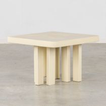 Jean-Claude DRESSE (1946) 'Coffee table' Resin, wood and metal. (L:60 x W:60 x H:40 cm)