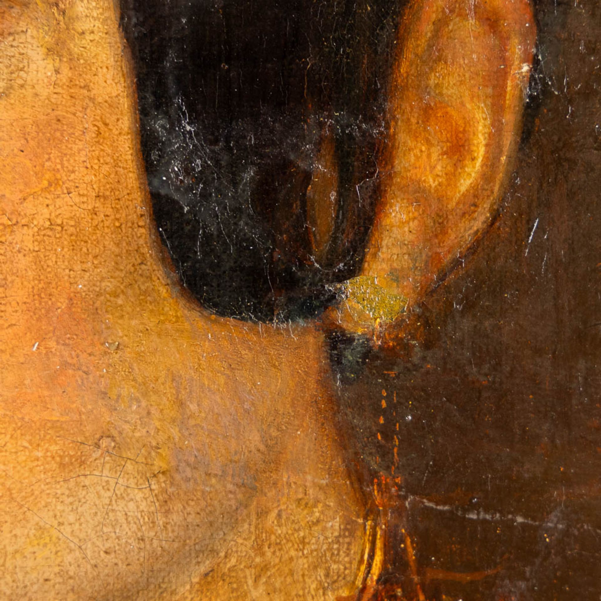 An antique portrait of a lady, oil on canvas. (W:50 x H:62 cm) - Bild 7 aus 9