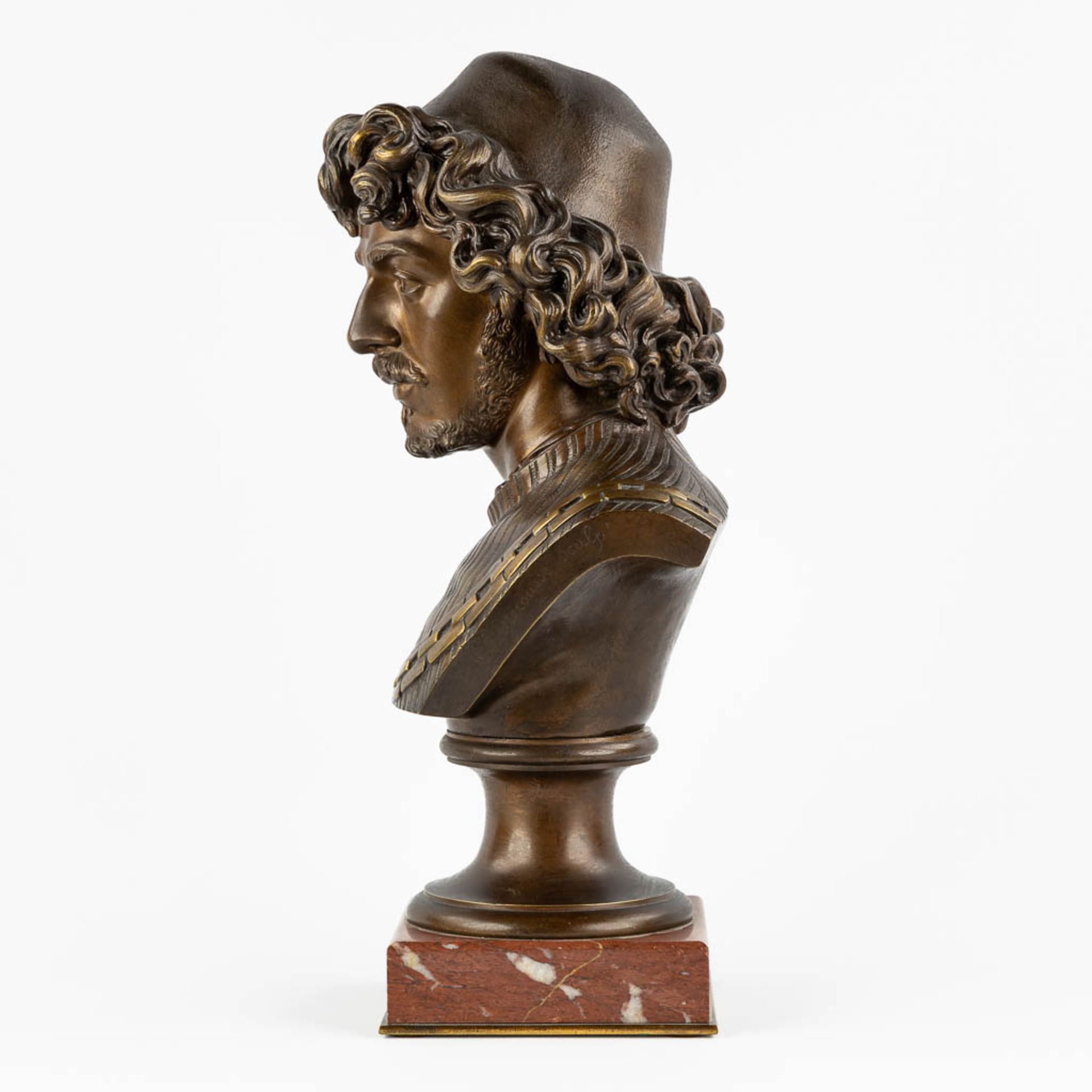 Émile CHATROUSSE (1829-1896)(Attr.) 'Bust of a Young Man' patinated and gilt bronze. (L:18 x W:23 x - Image 4 of 10