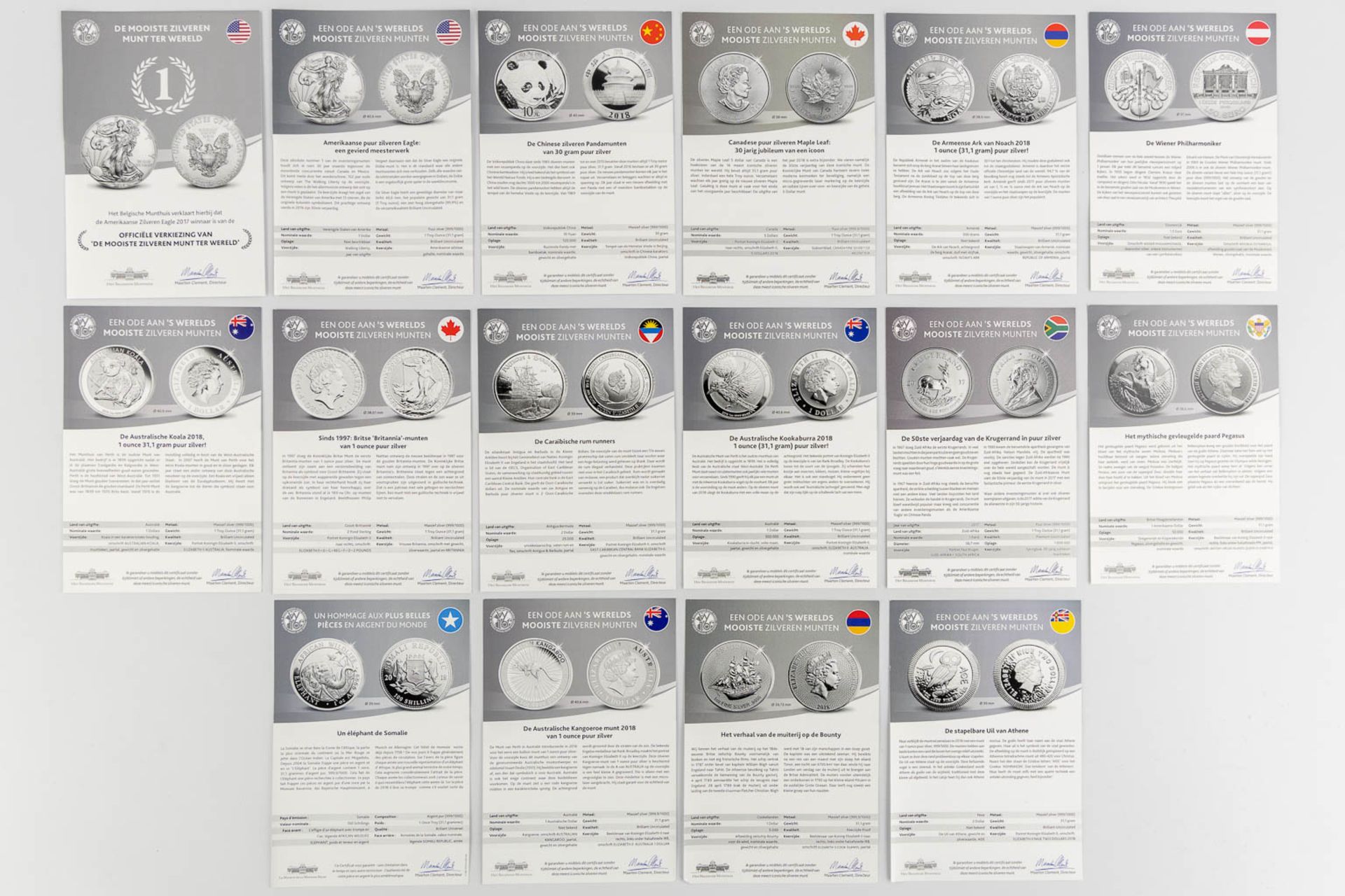 A large collection of 16 silver coins, 'The Nicest Coins of the World'. 999/1000. 15 troy Ounces (31 - Image 11 of 11