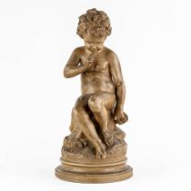 After Etienne FALCONET (1716-1791) 'Putto' patinated terracotta. (H:60 x D:28 cm)