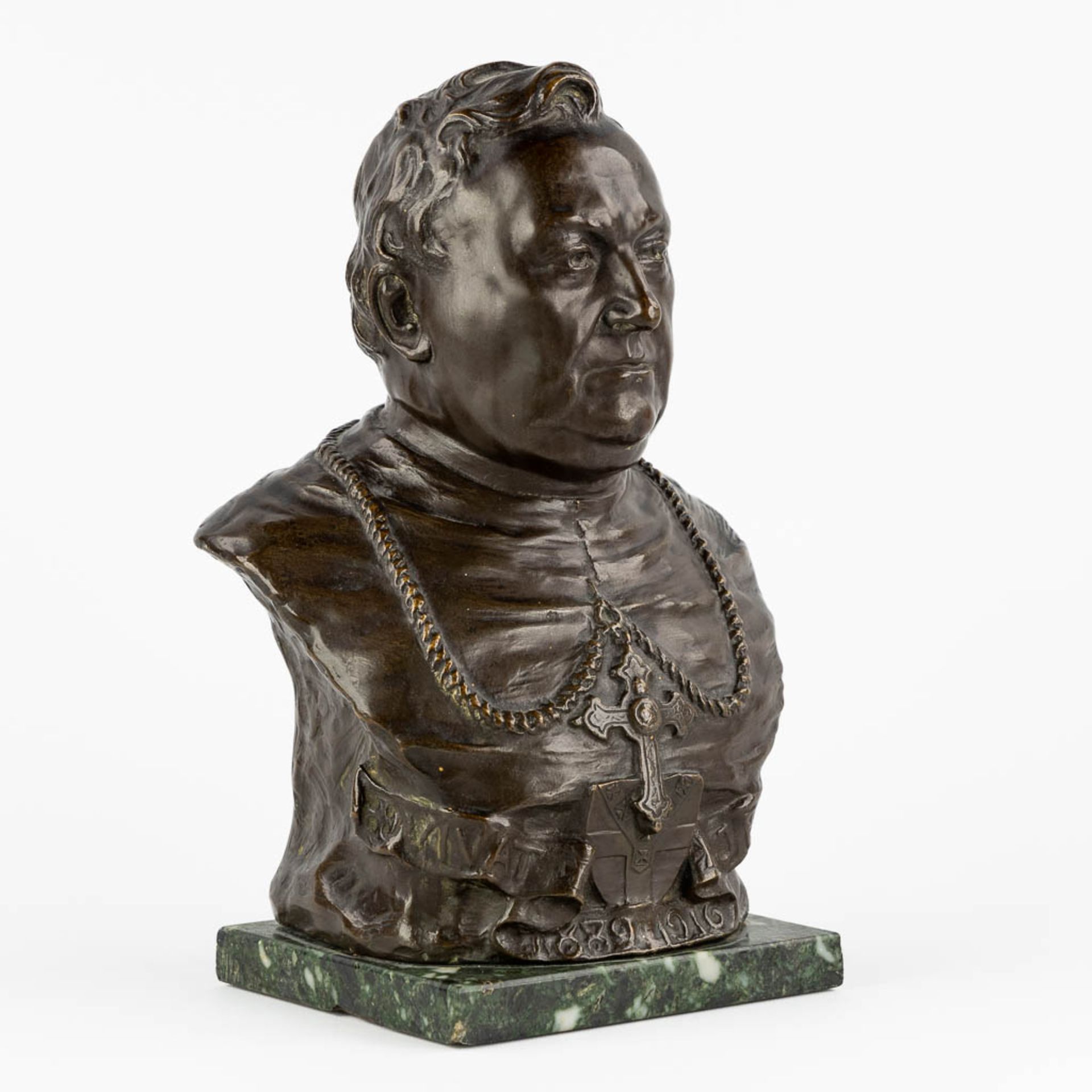 Cyriel COUVREUR (1876-1929) A bust of 'Mgr. Stillemans, Bishop of Ghent, 1889-1916', foundry mark by - Image 3 of 12