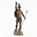Désiré GRISARD (1872-?) 'Warrior' patinated bronze. (L:14 x W:25 x H:40 cm)