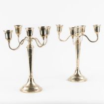 David Shaw Silverware Ltd, A pair of silver candelabra. 1992. (L:28 x W:28 x H:34 cm)