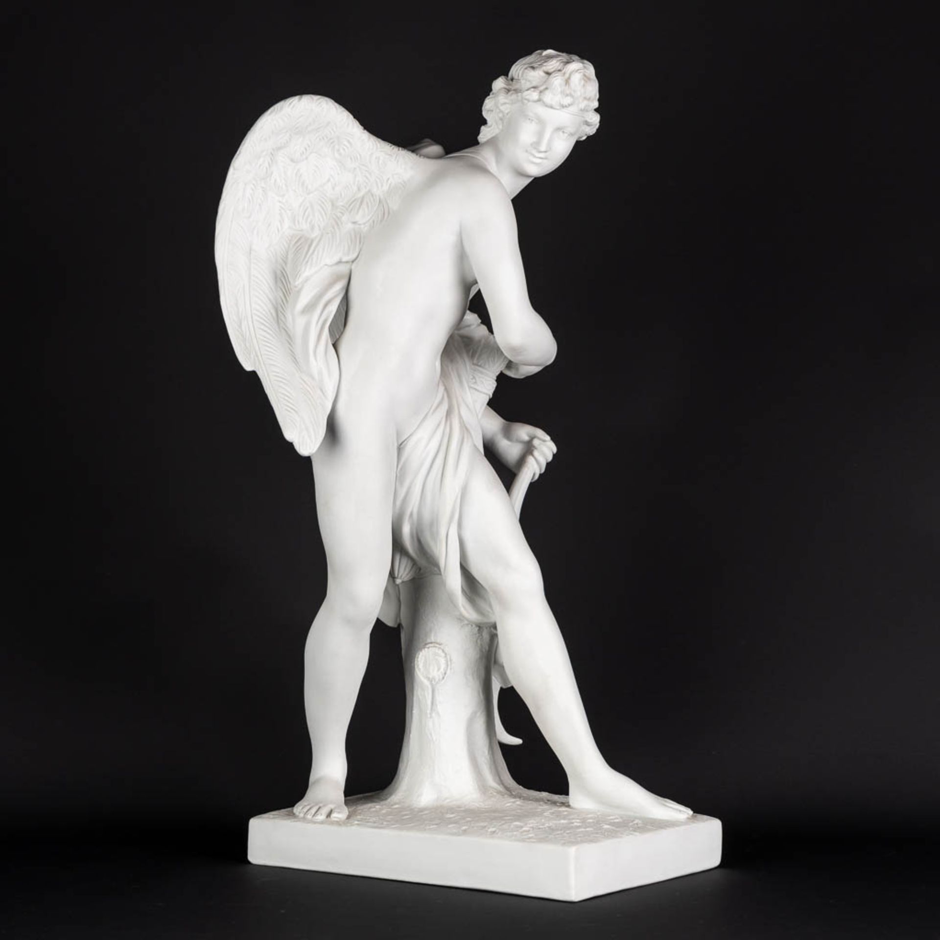 After Simon-Louis Boizot, Cupid, bisque porcelain. Probably made in Paris, France. (L:24 x W:28 x H: