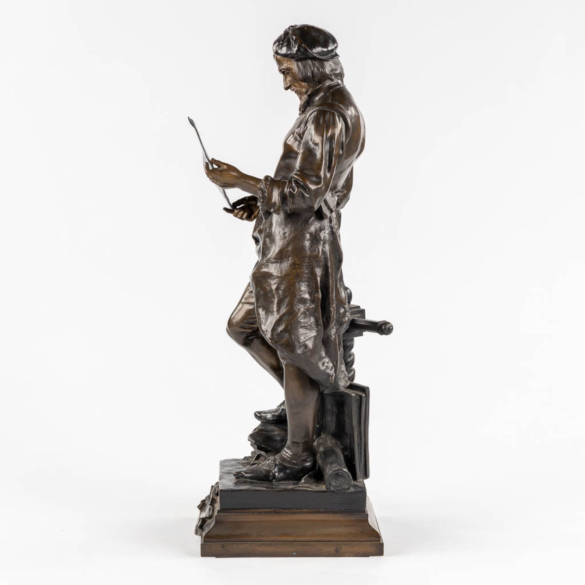 Adrien Etienne GAUDEZ (1845-1902) 'Guttenberg' patinated bronze. Hors Concours. (L:32 x W:35 x H:92 - Image 4 of 9