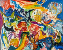 Finn PEDERSEN (1944-2014) 'Brunstigt Overlys' oil on canvas. (W:100 x H:81 cm)