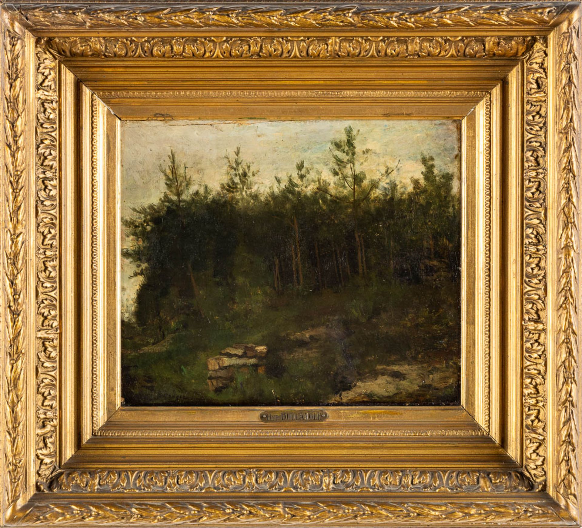 Hippolyte BOULENGER (1837-1874) 'Forest View' oil on canvas. (W:35 x H:30 cm) - Image 3 of 7