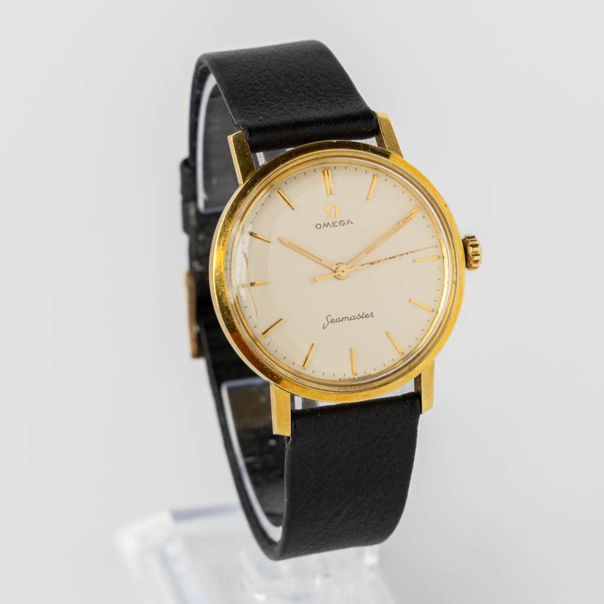 Omega Seamaster, a vintage men's wristwatch, 18kt yellow gold, waterproof case. 34mm. (D:3,4 cm) - Image 9 of 9