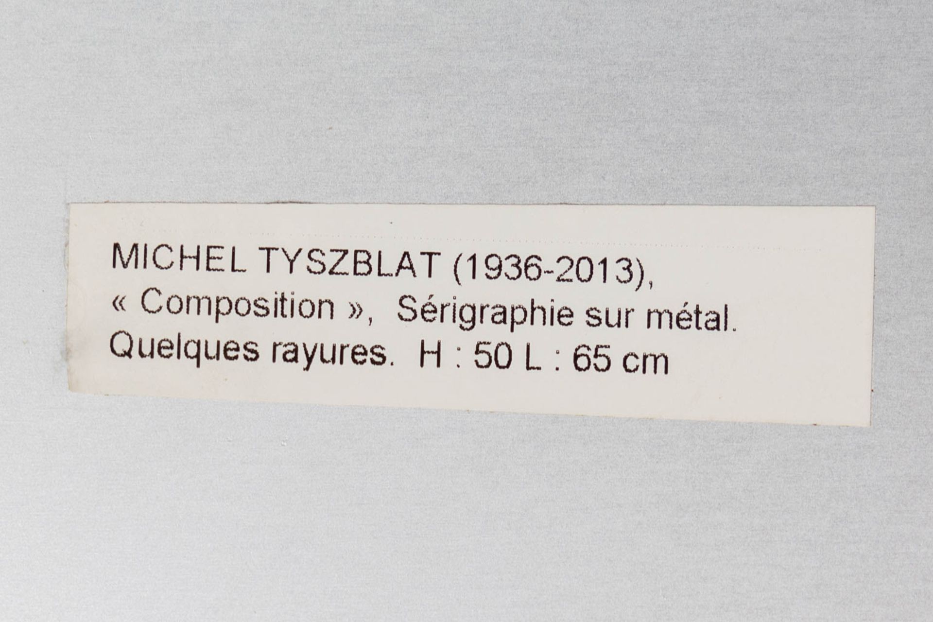 Michel TYSZBLAT (1936-2013) 'Serigraph on aluminium' 33/200. (W:65 x H:50 cm) - Image 13 of 13