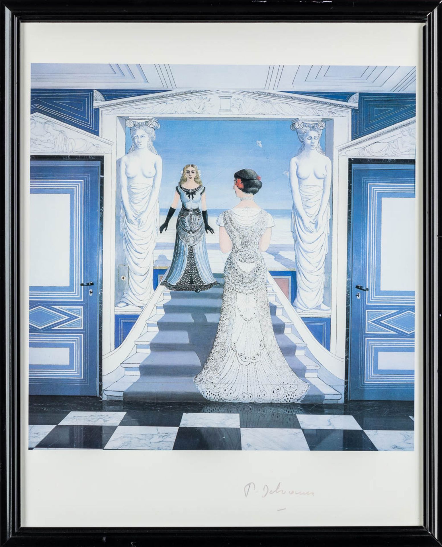 Paul DELVAUX (1897-1994) 'A signed print'. (W:40 x H:50 cm)