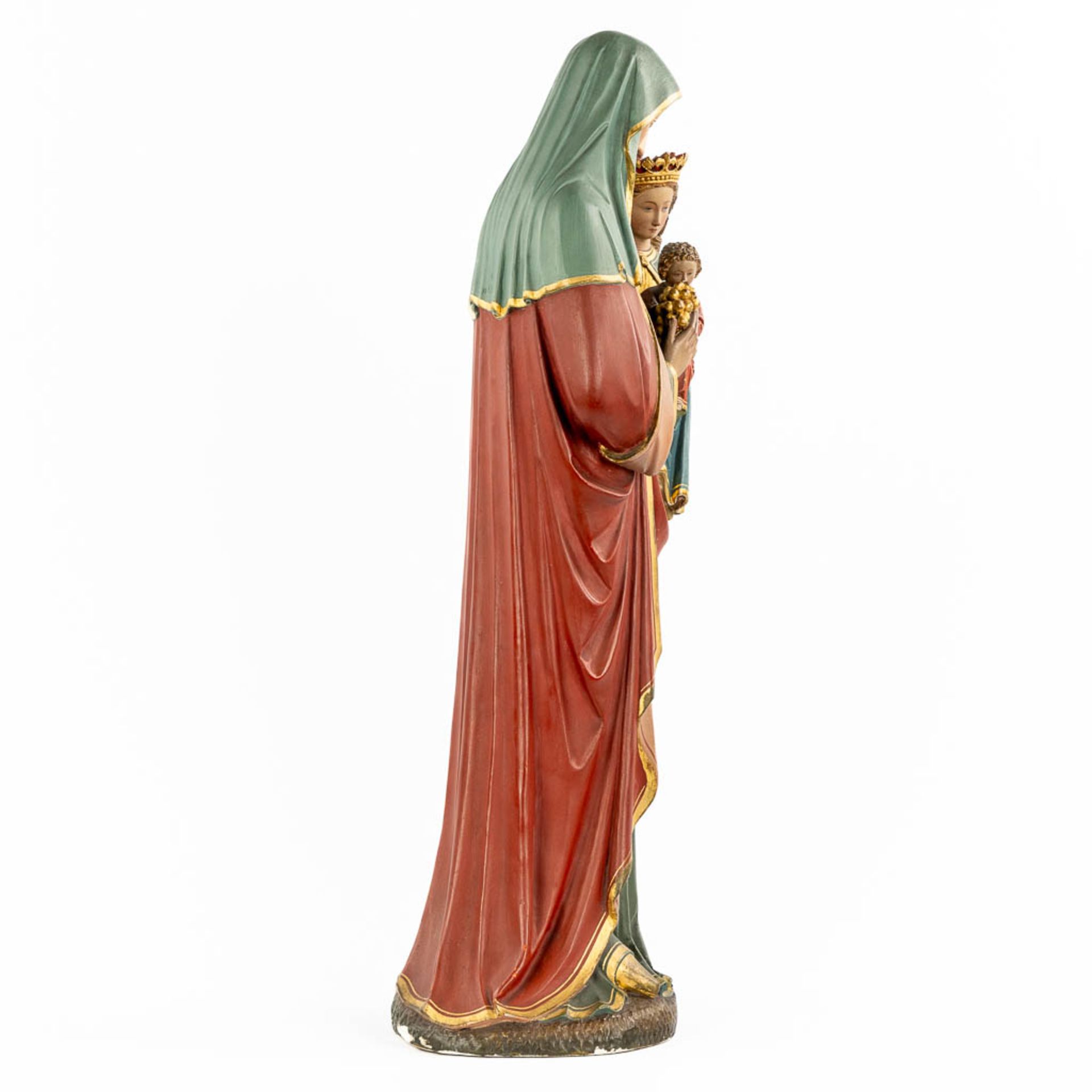 An antique figurine 'Virgin and Child with Saint Anne' patinated plaster. Circa 1900. (L:23 x W:27 x - Image 4 of 13