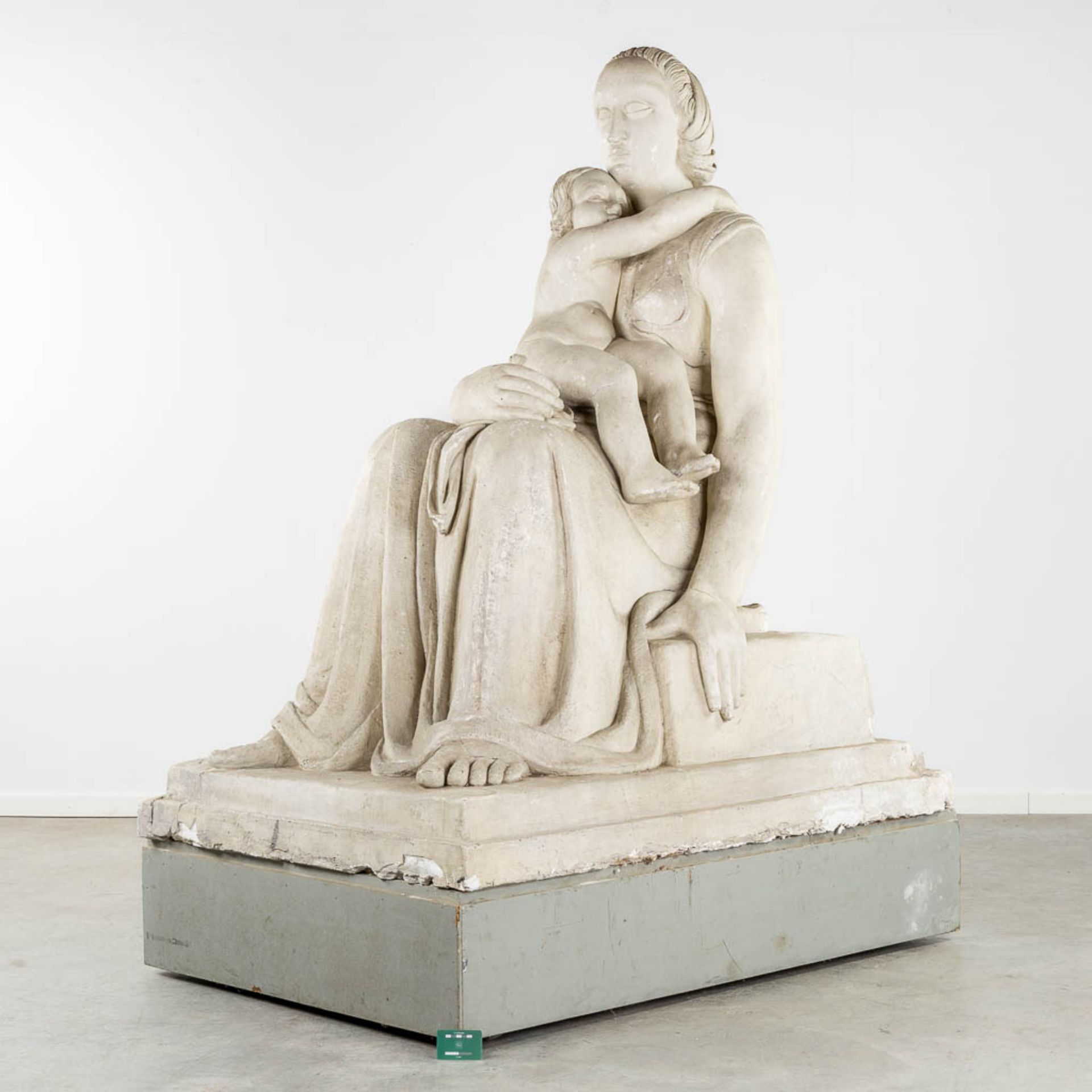 Karel AUBROECK (1894-1986) 'Mother and Child' an exceptionally large sculpture, plaster. (L:152 x W: - Image 2 of 16
