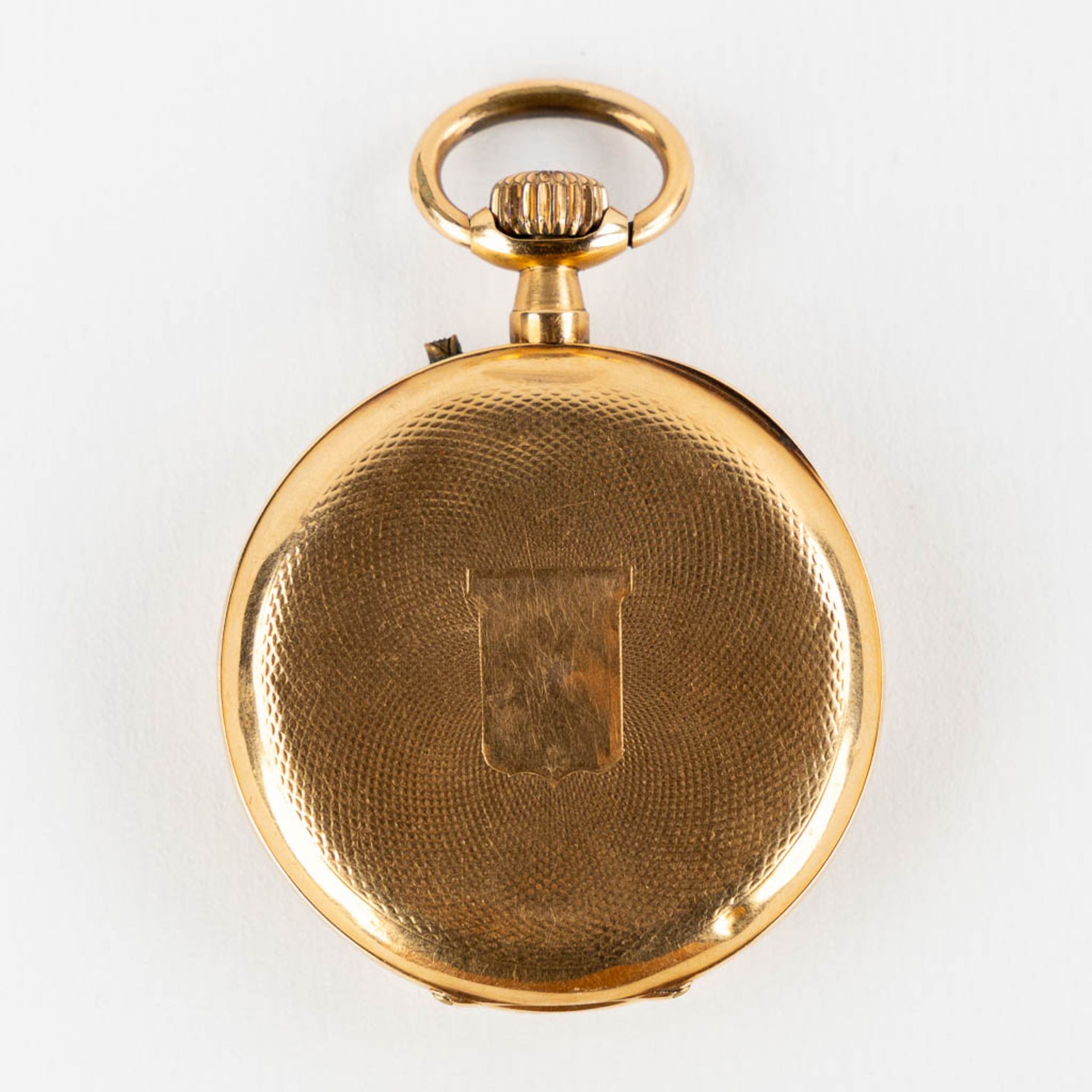 An antique pocket watch, 18kt yellow gold with a white enamel dial. (H:6,3 x D:4,3 cm) - Image 7 of 10