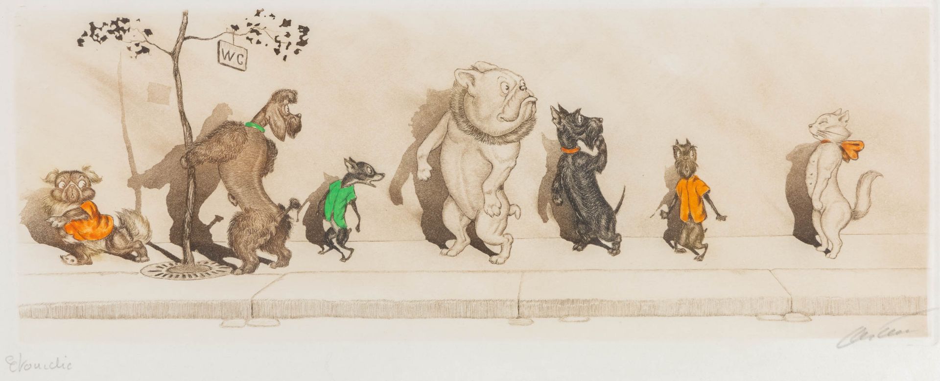 Arthur Boris KLEIN (1893-1985) 'The Dirty Dogs of Paris' a set of 6 lithographs. (W:43,5 x H:17 cm) - Image 25 of 28