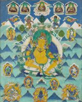 An antique Oriental Thankga/tanka, Mahakala. 19th C. (W:61 x H:75 cm)
