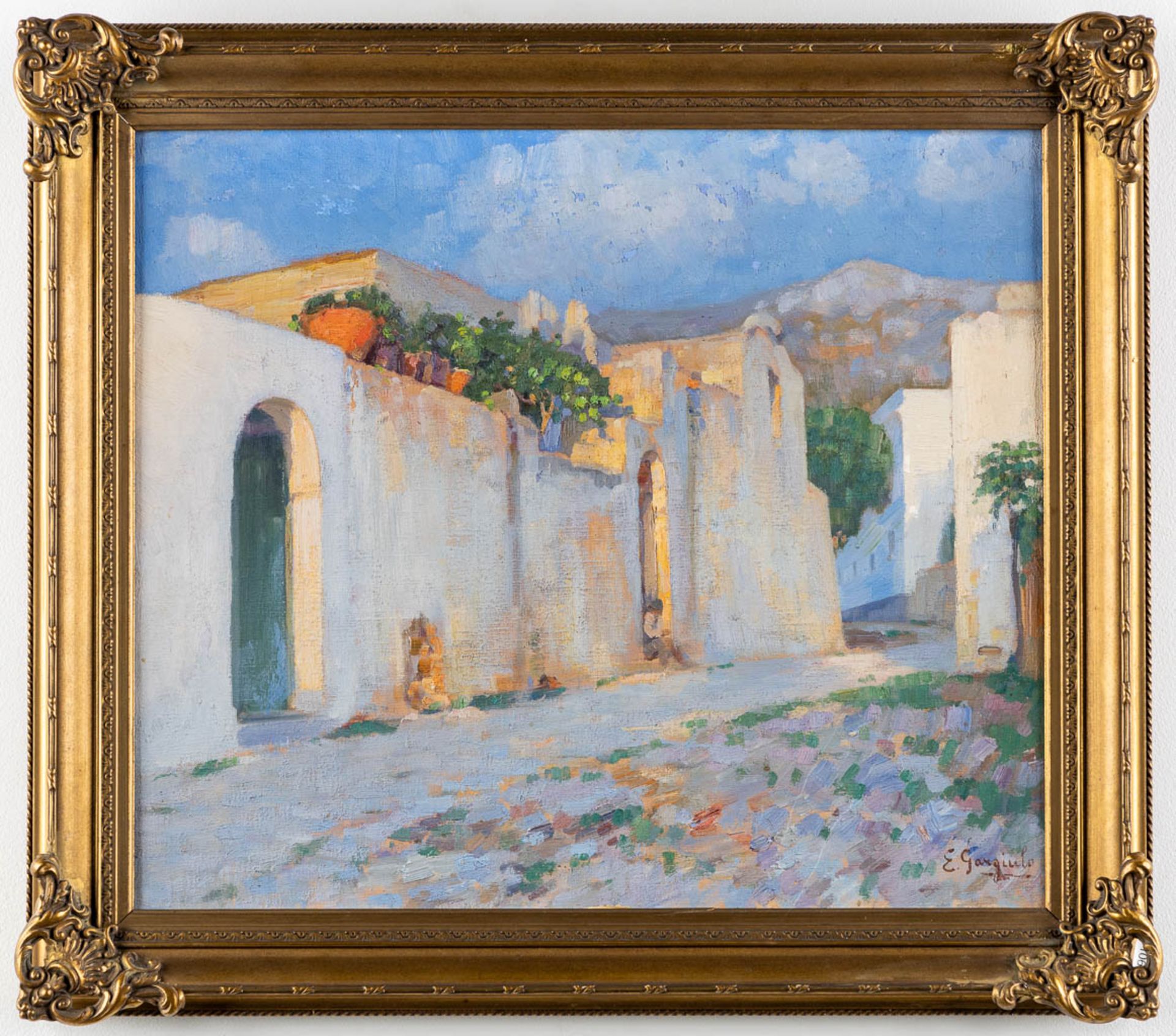 Enrico GARGIULO (1881-1948) 'Oriental city view' oil on canvas. (W:48 x H:41 cm) - Bild 3 aus 8