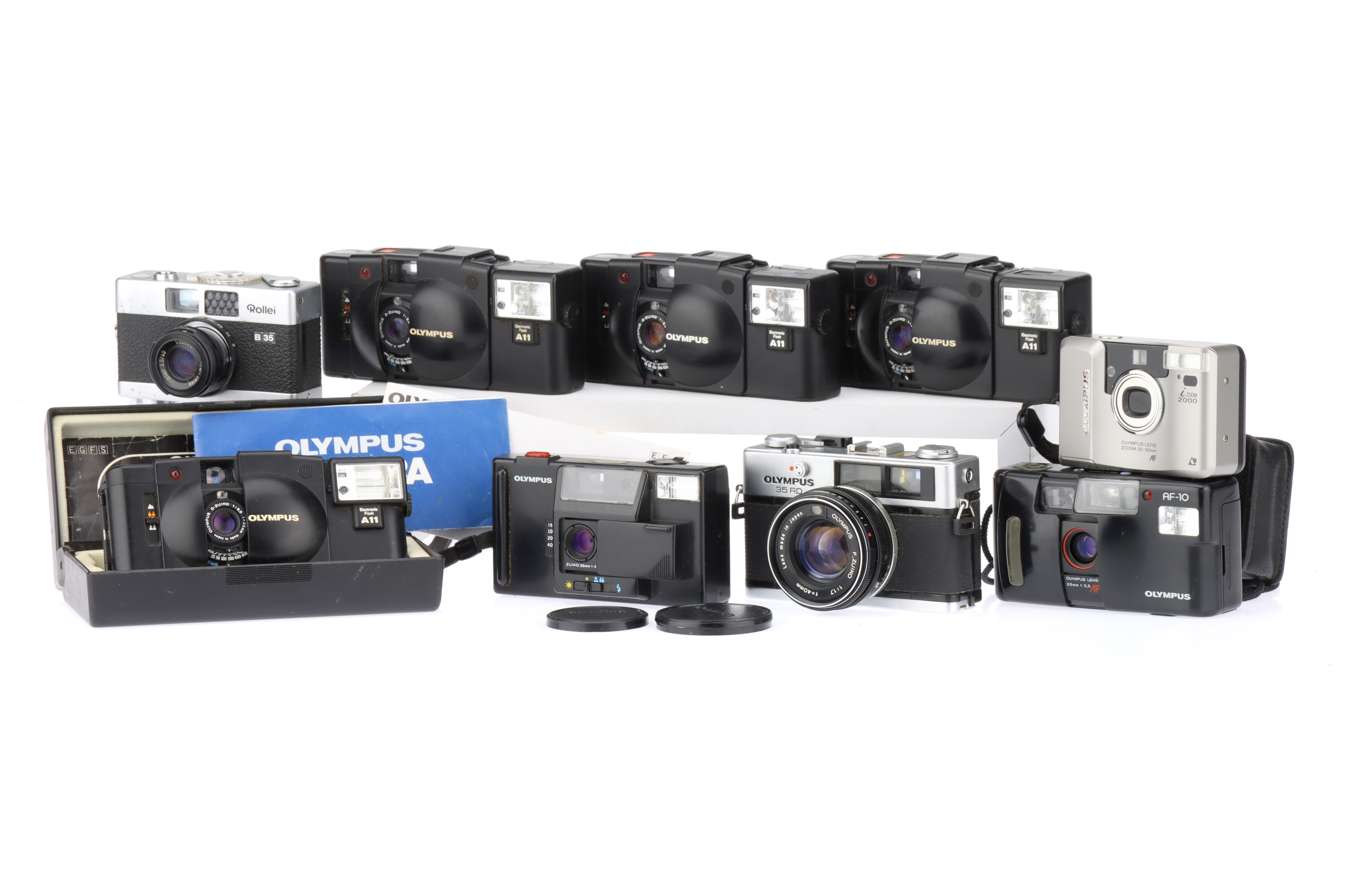 A Selection of Olympus and Rollei Compact 35mm Cameras