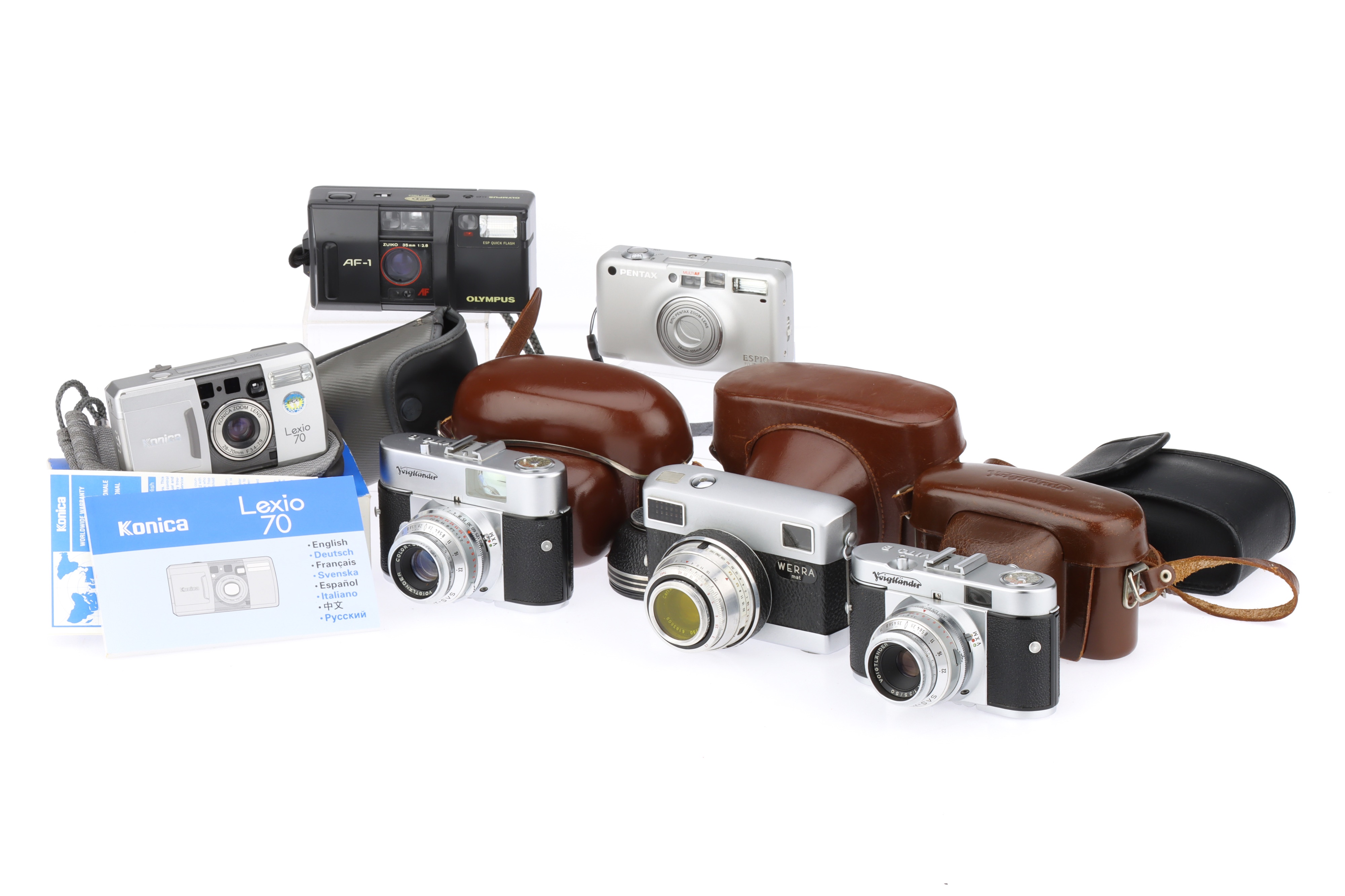 A Group of Six 35mm Viewfinder Film Cameras