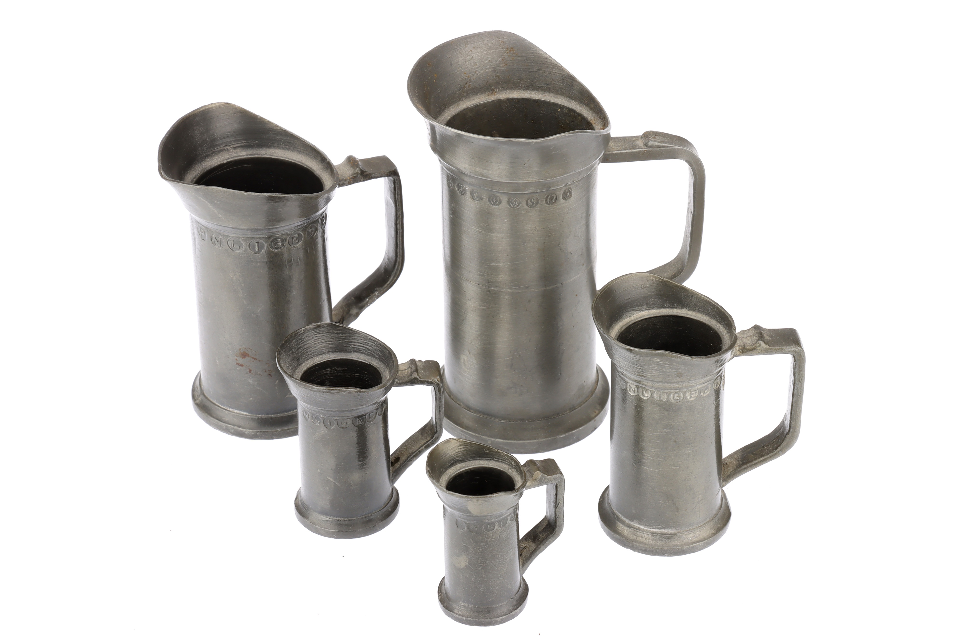 Set of 5 German Pewter Fluid Capacity Measures, - Image 2 of 3