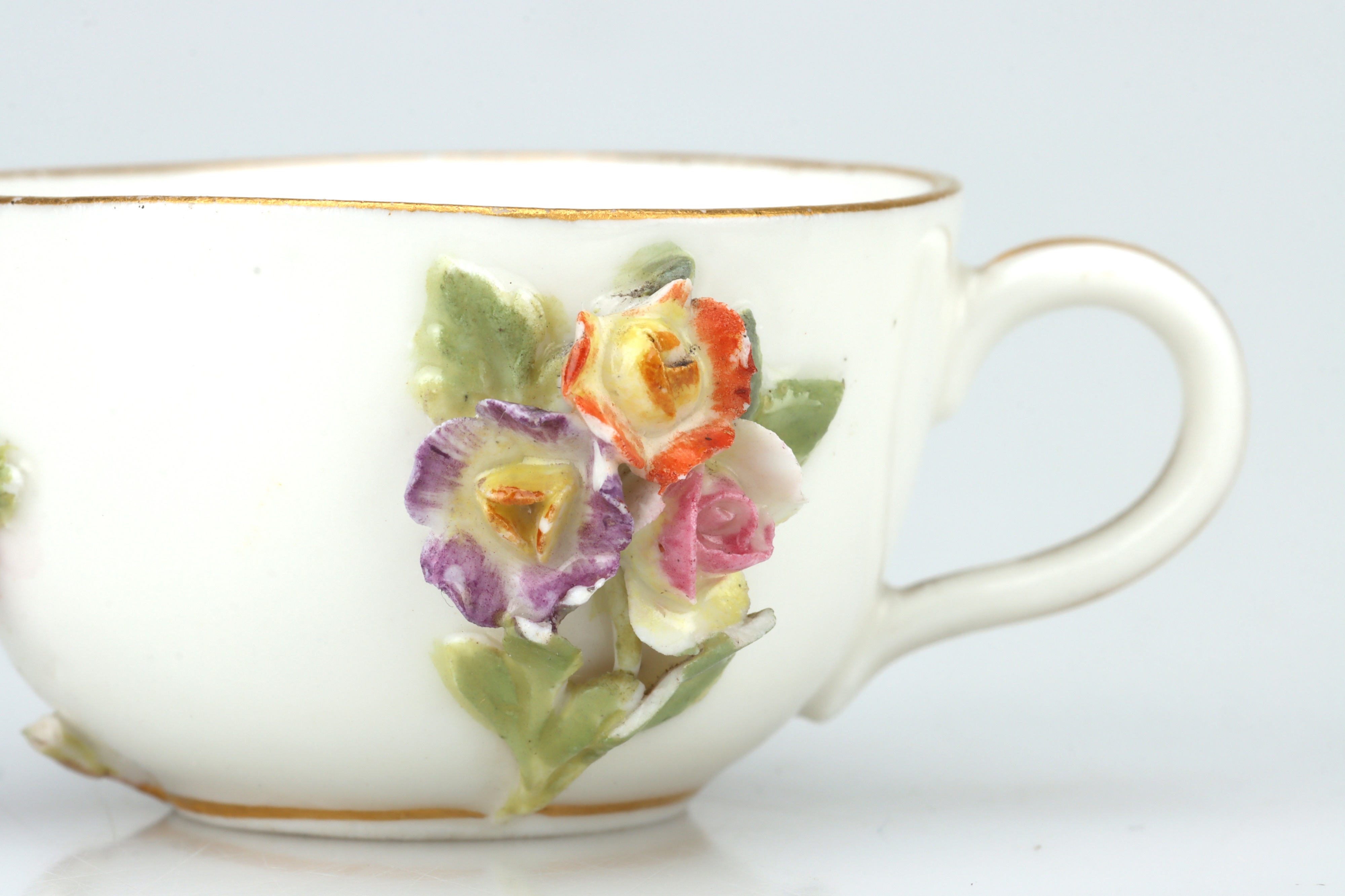 19th Century Meissen Floral Encrusted Miniature Cup and Saucer, - Image 8 of 10