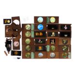 Collection of Mahogany Framed Magic Lantern Slides & Parts,