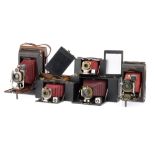 A Selection of Red Bellows Kodak Folding Cameras
