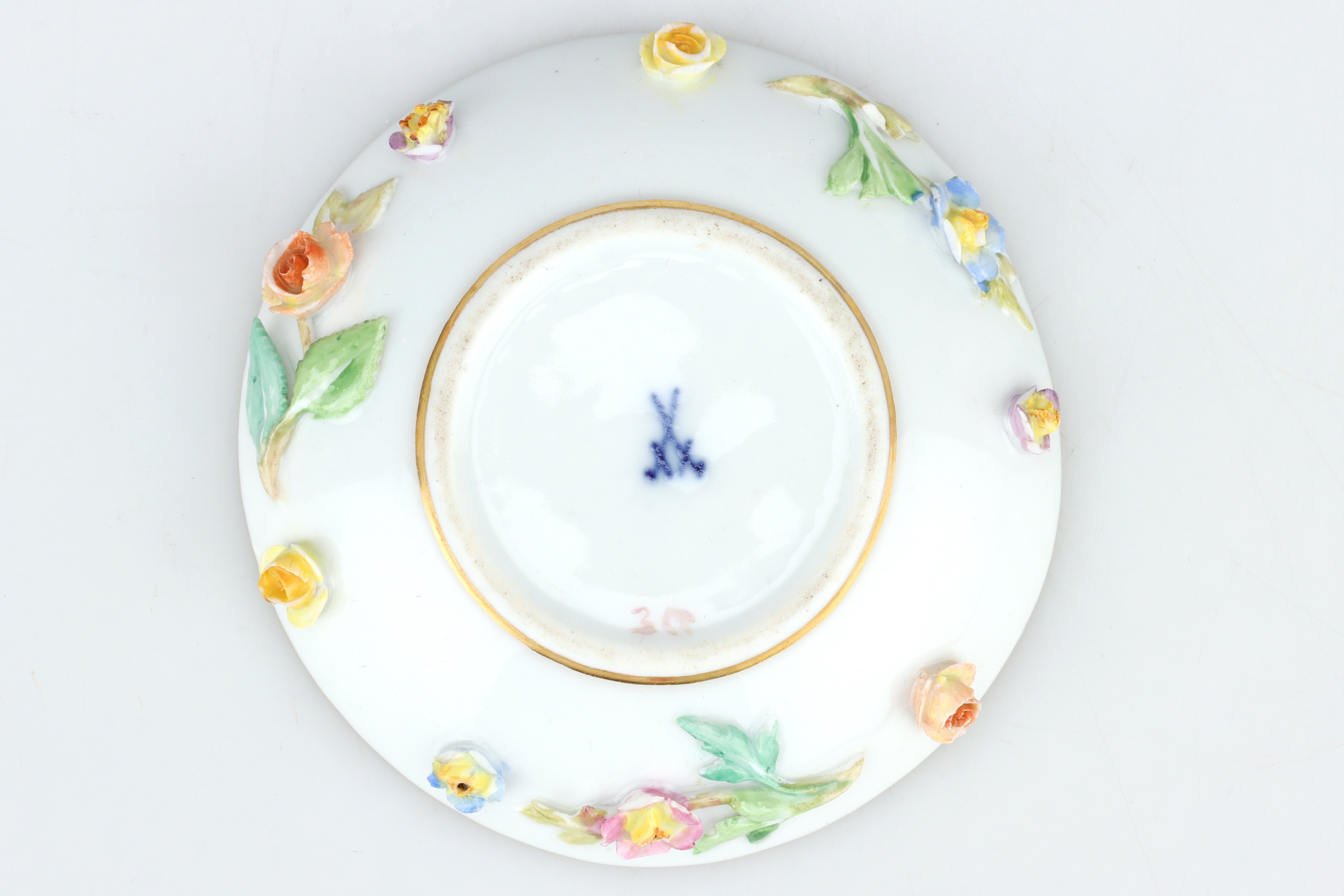 19th Century Meissen Floral Encrusted Miniature Cup and Saucer, - Image 6 of 10