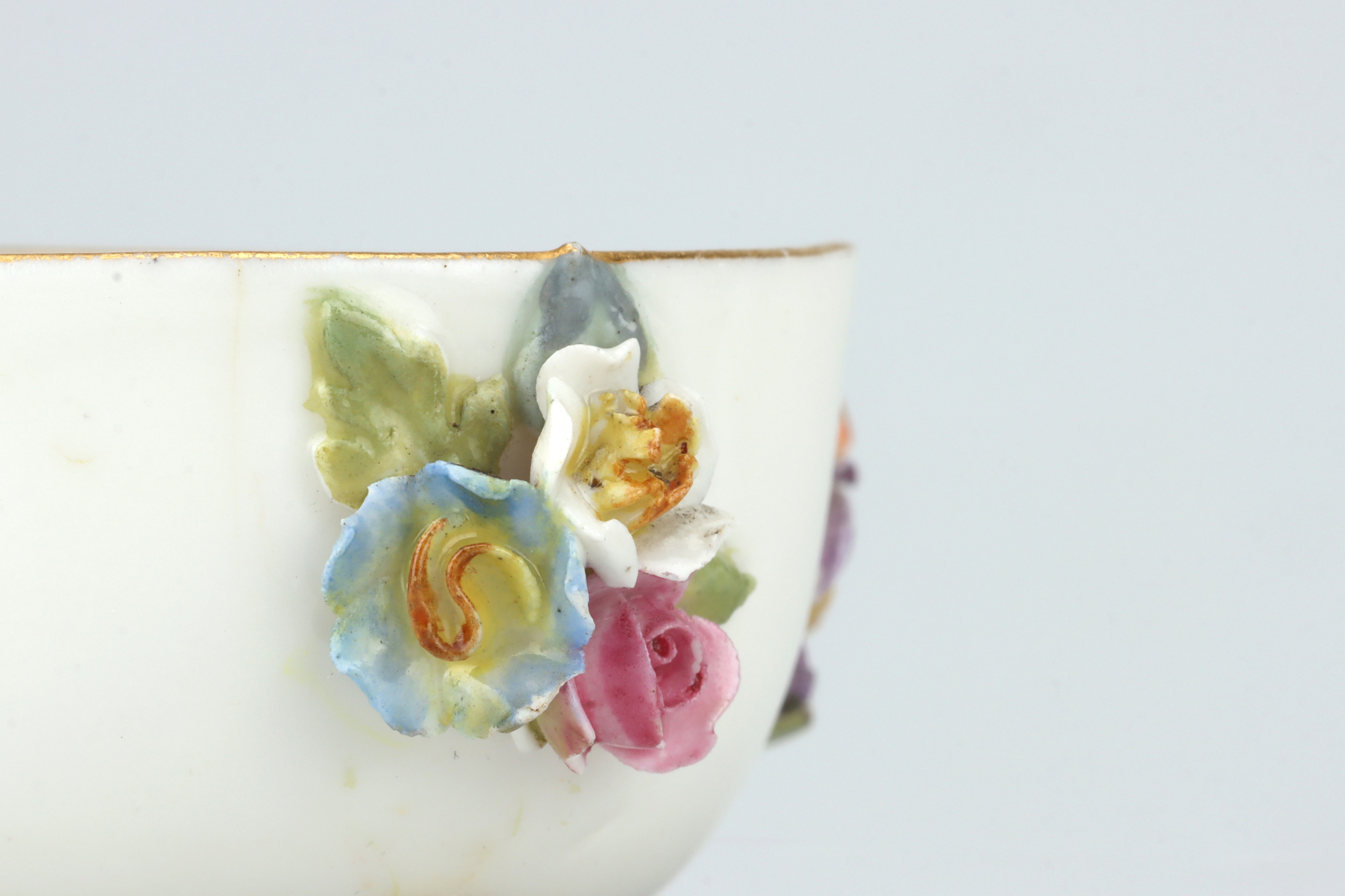 19th Century Meissen Floral Encrusted Miniature Cup and Saucer, - Image 9 of 10