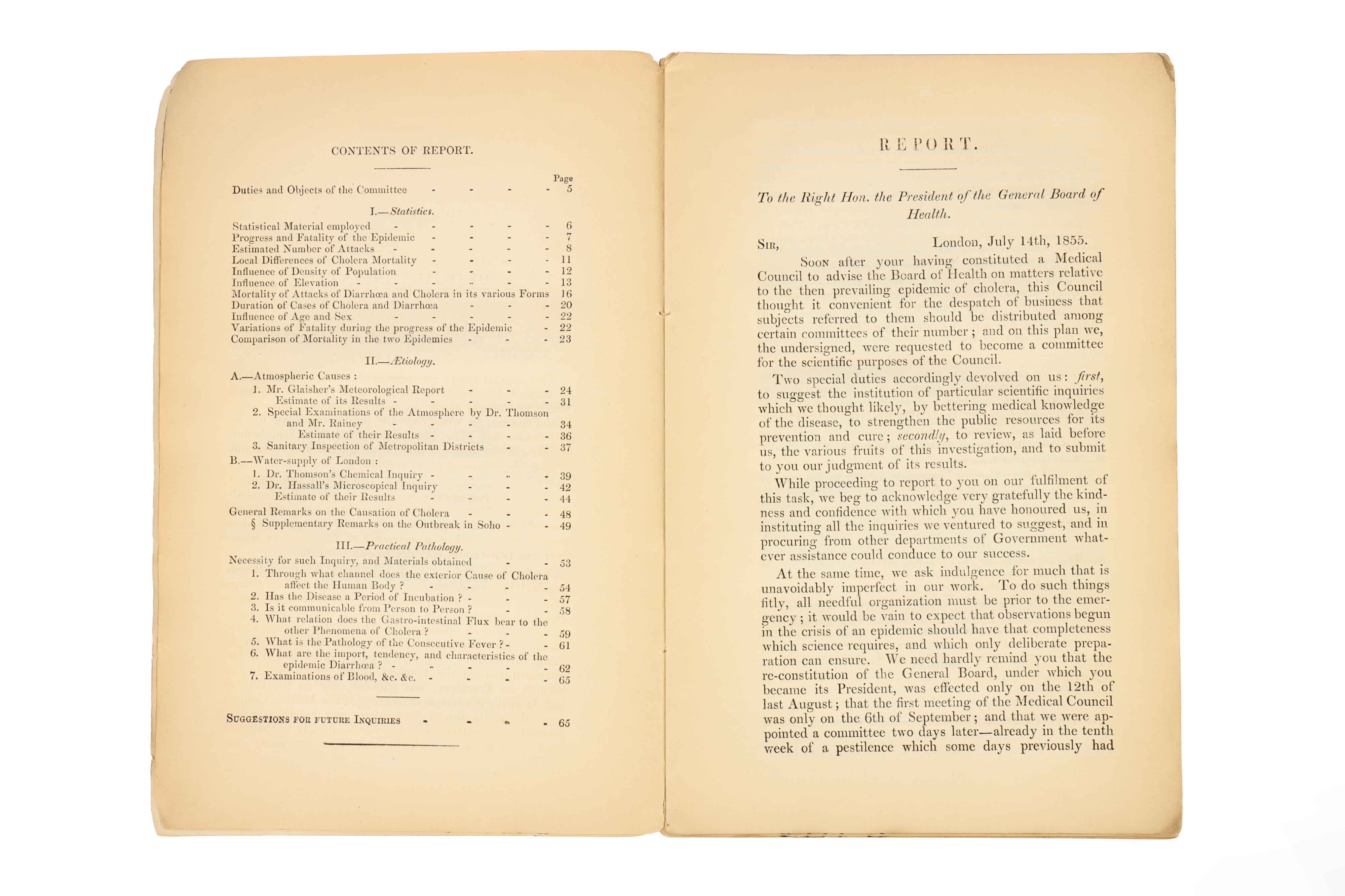Medicine - Report, The Cholera Epidemic of 1854, - Image 5 of 11