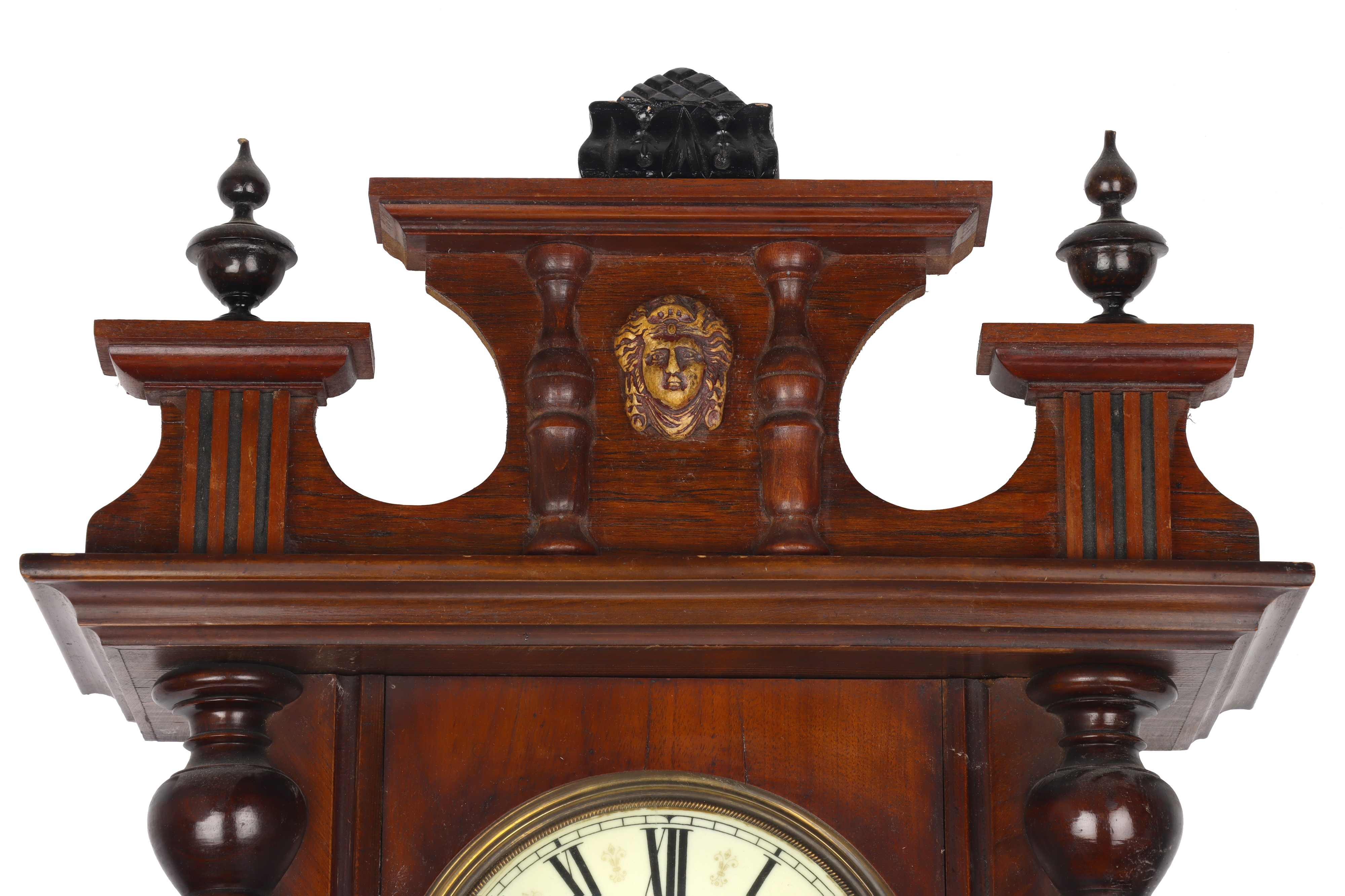 A 19th century oak cased Vienna style wall clock with twin train weight driven movement by Gustav - Image 2 of 4