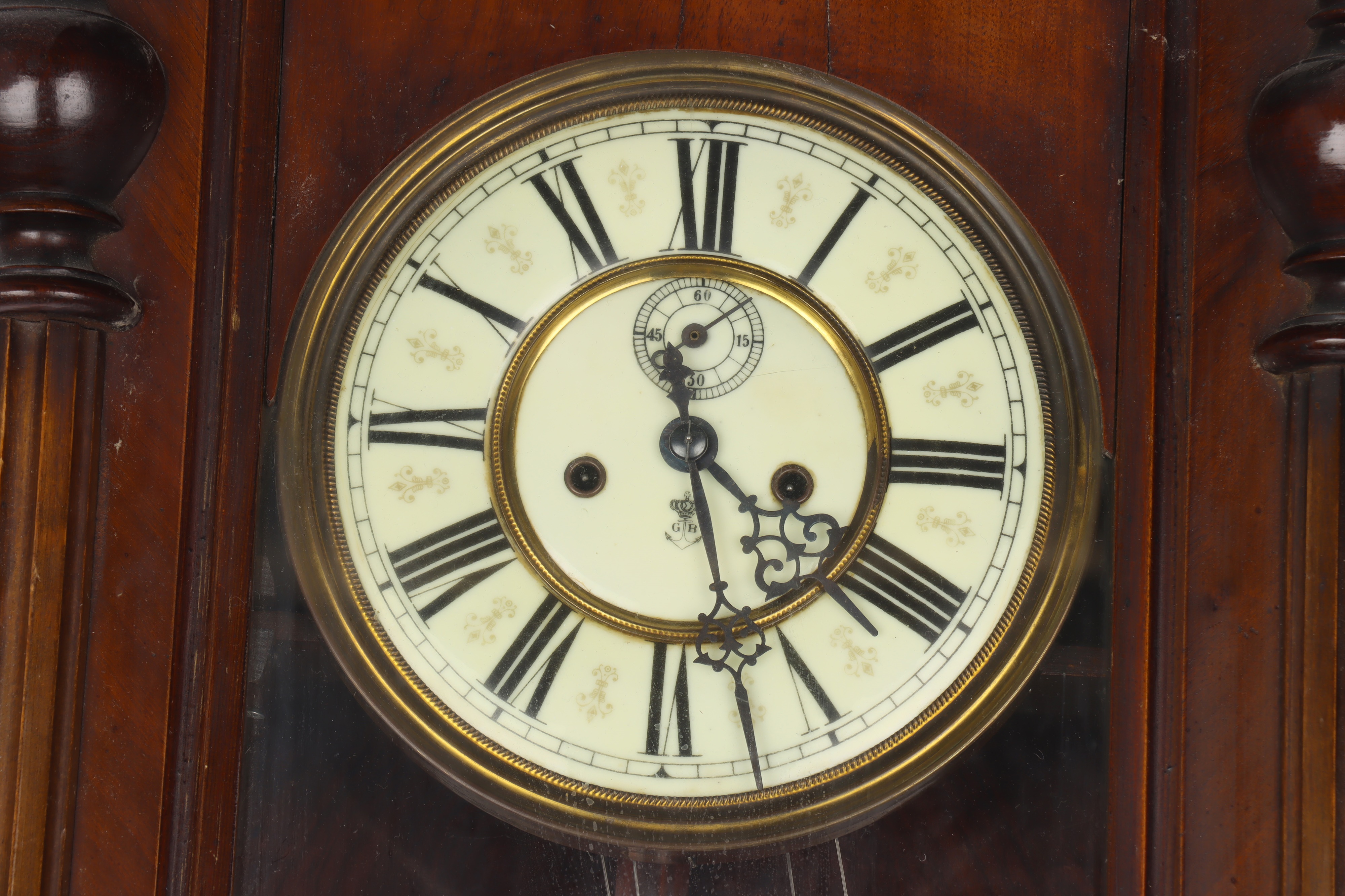 A 19th century oak cased Vienna style wall clock with twin train weight driven movement by Gustav - Image 3 of 4